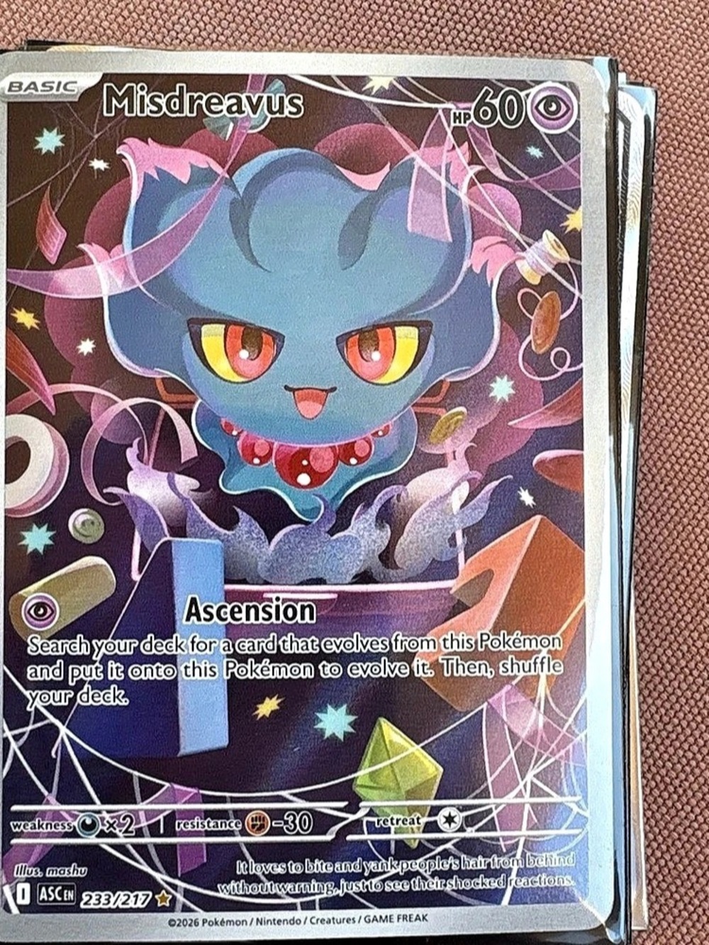 Pokémon Misdreavus Ascension Pokémon card Holo Trading Card